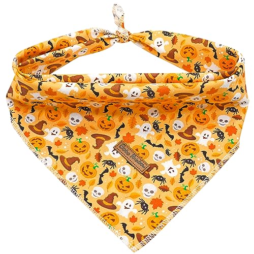 Bobo Rainbow Herbst Hund Bandana, 1 Stück Halloween Hund Schal Bandanas Lätzchen Schal Haustier Halstuch Waschbar Baumwolle Quadratisch Hundeschals für kleine, mittelgroße und große Hunde von Bobo Rainbow