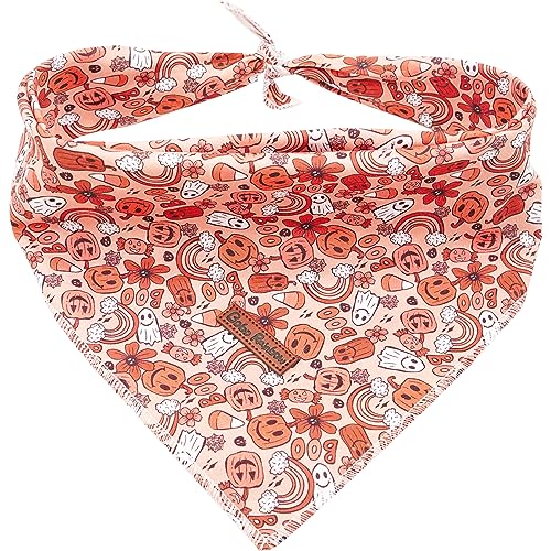 Bobo Rainbow Herbst Hund Bandana, 1 Stück Halloween Hund Schal Bandanas Lätzchen Schal Haustier Halstuch Waschbar Baumwolle Quadratisch Hundeschals für kleine, mittelgroße und große Hunde von Bobo Rainbow