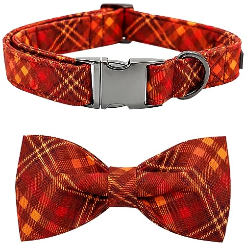 Bobo Rainbow Herbst Hundehalsband, Haustier Halsband Hund Schleife Plaid Hundehalsband Mädchen Junge Urlaub Haustier Hundehalsband Geschenk Schleife Hundehalsband Niedlich Weich Welpenhalsband für von Bobo Rainbow