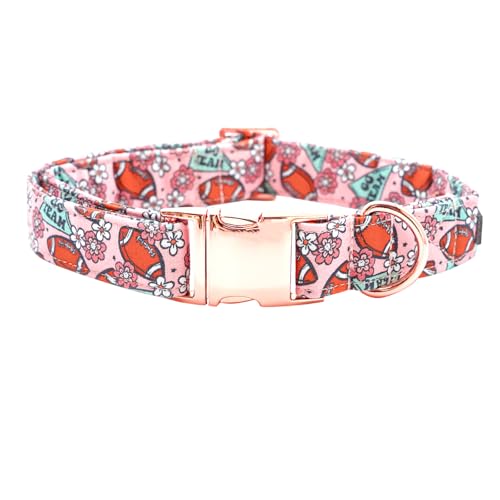 Bobo Rainbow Hundehalsband, Herbst-Hundehalsband, Rugby-Druck, Haustierhalsband, langlebiges Metallhalsband, niedlich, weich, Welpenhalsband, verstellbar, für große Hunde von Bobo Rainbow