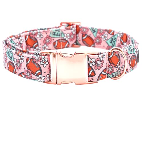 Bobo Rainbow Hundehalsband, Herbst-Hundehalsband, Rugby-Druck, Haustierhalsband, langlebiges Metallhalsband, niedlich, weich, Welpenhalsband, verstellbares Hundehalsband für kleine Hunde von Bobo Rainbow