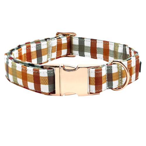 Bobo Rainbow Hundehalsband, Herbst-Hundehalsband, kariert, strapazierfähig, Metall, niedliches Hundehalsband, weich, Welpenhalsband, verstellbar, für kleine Hunde von Bobo Rainbow