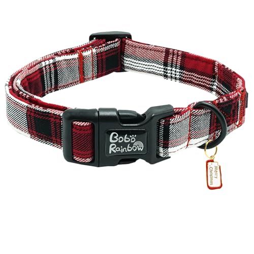 Bobo Rainbow Hundehalsband, Weihnachten, Haustier-Halsband, Urlaubs-Hundehalsband, karierter Druck, Haustierhalsband, langlebig, niedliches Hundehalsband, weiches Hundehalsband, verstellbares von Bobo Rainbow