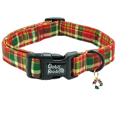 Bobo Rainbow Hundehalsband, Weihnachten, Haustier-Halsband, Urlaubs-Hundehalsband, rotes Karomuster, Haustierhalsband, langlebiges Halsband, niedliches Hundehalsband, weiches Hundehalsband, von Bobo Rainbow