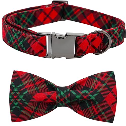 Bobo Rainbow Hundehalsband, Weihnachten Hundehalsband Plaid Haustier Halsband Bogen Urlaub Hundehalsband Bögen Mädchen Junge Schleife Hundehalsband Welpenhalsband Verstellbares Hundehalsband für von Bobo Rainbow