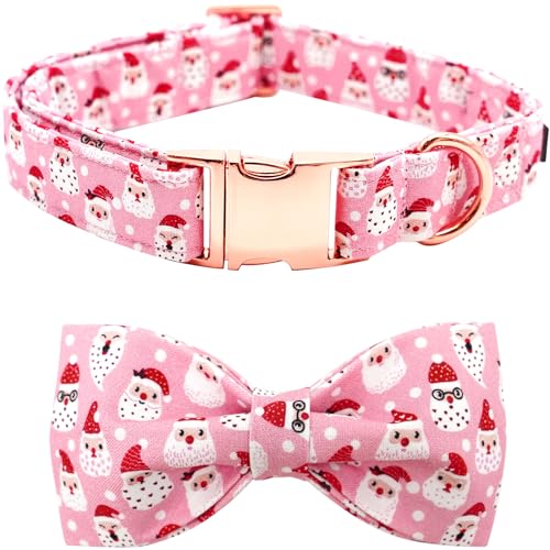 Bobo Rainbow Hundehalsband - Verstellbares Weihnachtsmann-Haustierhalsband für große Hunde, rosa Urlaubsschleifen von Bobo Rainbow