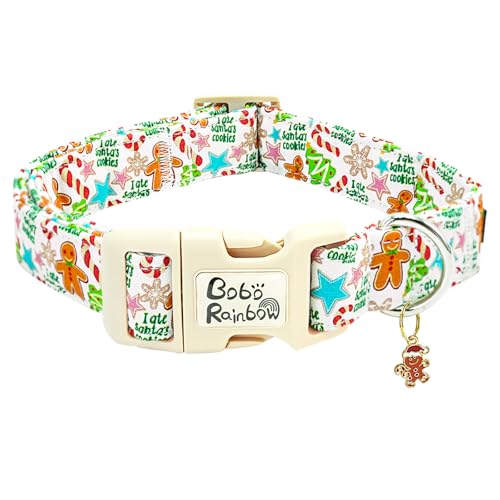 Bobo Rainbow Hundehalsband, Weihnachts-Haustier-Halsband, Urlaubs-Hundehalsband, Lebkuchenmann-Druck, Haustierhalsband, langlebiges Halsband, niedliches Hundehalsband, Jungen, Mädchen, von Bobo Rainbow