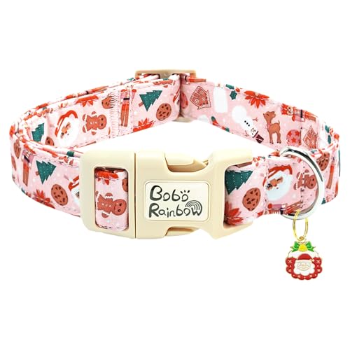 Bobo Rainbow Hundehalsband, Weihnachts-Haustier-Halsband, Urlaubs-Hundehalsband, Lebkuchenmann und Schneemann-Druck, Haustier-Halsband, langlebiges Halsband, niedliches Halsband für Jungen und von Bobo Rainbow