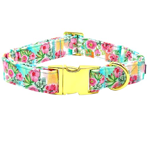 Bobo Rainbow Hundehalsband, niedliches Blumendruck, langlebiges Metallhalsband, weiches Hundehalsband, verstellbares Hundehalsband für XL-Hunde von Bobo Rainbow