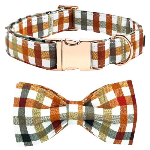 Bobo Rainbow Hundehalsband Herbst Haustier Halsband Plaid Print Haustier Halsband Herbst Hundehalsband Weiches Hundehalsband Niedlich Hundehalsband mit Fliege Verstellbare Metallschnalle Halsband von Bobo Rainbow