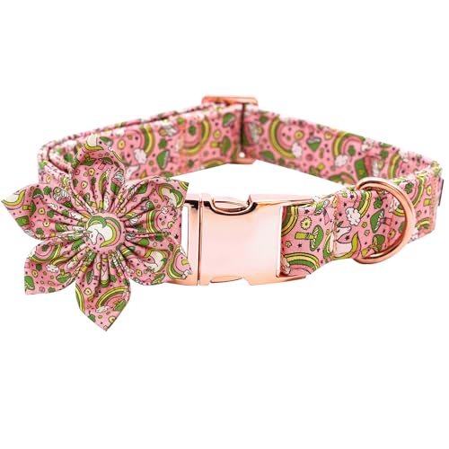 Bobo Rainbow Hundehalsband - St. Patrick's Day Hundehalsband mit Blume für Hunde Blumen verstellbar Hundehalsband Mädchen Haustier Geschenk Hundehalsband für mittelgroße, kleine, große Hunde von Bobo Rainbow