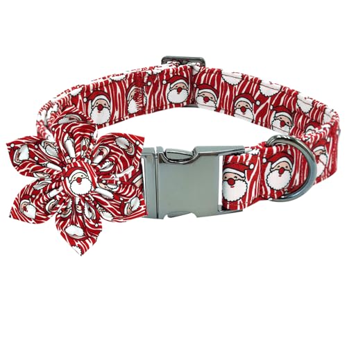 Bobo Rainbow Hundehalsband Weihnachten Hundehalsband Urlaub Hundehalsband Weihnachtsmann Druck Haustier Halsband Weich Hundehalsband Niedlich Hundehalsband mit Blume Verstellbare Metallschnalle von Bobo Rainbow