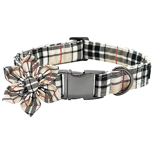 Bobo Rainbow Hundehalsband mit Blume, Plaid Hund Blumen Halsband Haustier Halsband Blume Hund Niedlich Hundehalsband Junge Mädchen Verstellbares Hundehalsband für X-Small Hunde von Bobo Rainbow