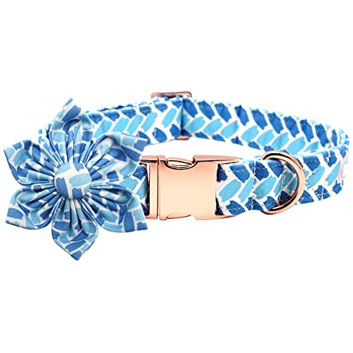 Bobo Rainbow Hundehalsband mit Blume, blau verstellbares Hundehalsband mit Blume, Schleife, weibliches Mädchen, Haustierhalsband, niedliche Blumen, Duarble Hundehalsbänder für große Hunde von Bobo Rainbow