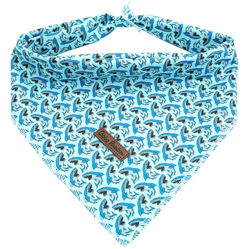 Bobo Rainbow Hundehalstuch, Hai-Druck, niedliches Halstuch, Bandana, Lätzchen, Schal, quadratisch, blau, weich, für kleine, mittelgroße und große Hunde, 1 Stück von Bobo Rainbow