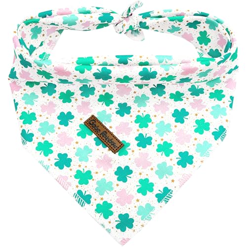 Bobo Rainbow Hundehalstuch, niedlicher Trefoi-Druck, St. Patrick's Day, Bandana, Frühlingstuch, Lätzchen, Schal, quadratisch, weich, für kleine, mittelgroße und große Hunde, 1 Stück von Bobo Rainbow