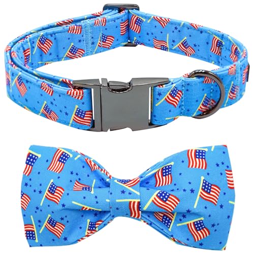 Bobo Rainbow Independence Day Hundehalsband, patriotisches Haustierhalsband, blaue Flagge, Urlaub, Hundehalsband, für Mädchen oder Jungen, verstellbares Halsband für kleine, mittelgroße und große von Bobo Rainbow