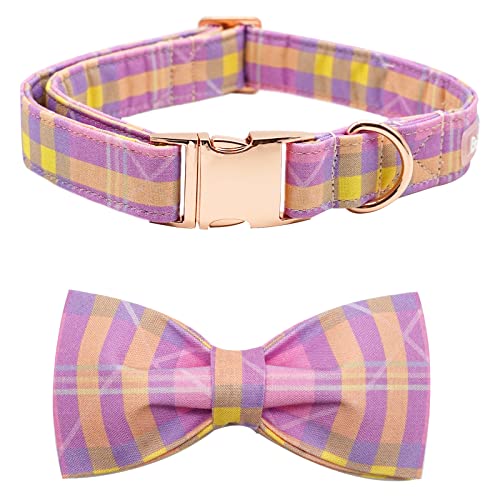 Bobo Rainbow Mädchen Hundehalsband, rosa kariert, verstellbar, Hundehalsband, Fliege, Duarmor, Hundehalsbänder für kleine, mittelgroße und große Hunde von Bobo Rainbow