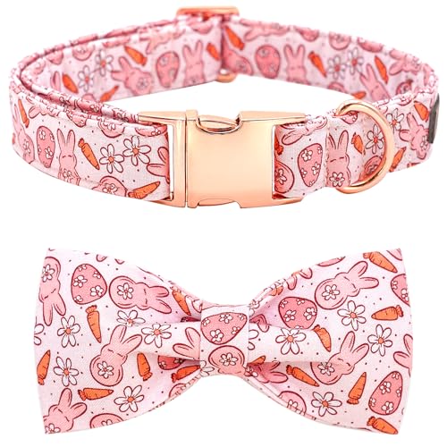 Bobo Rainbow Ostern Hundehalsband - Rosa Hase Hundehalsband Schleifen für Hunde Fliege Haustier Halsband Einstellbar Hundehalsband Mädchen Junge Hundehalsband für X-Small Hunde von Bobo Rainbow