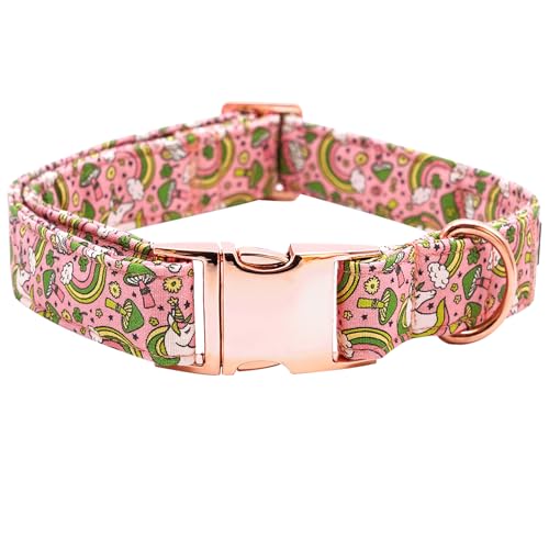 Bobo Rainbow Saint Patrick's Day Hundehalsbänder, Glücksklee Haustierhalsband, Hundehalsband, langlebiges Metallhalsband, niedliches Hundehalsband, verstellbares Hundehalsband für große Hunde von Bobo Rainbow