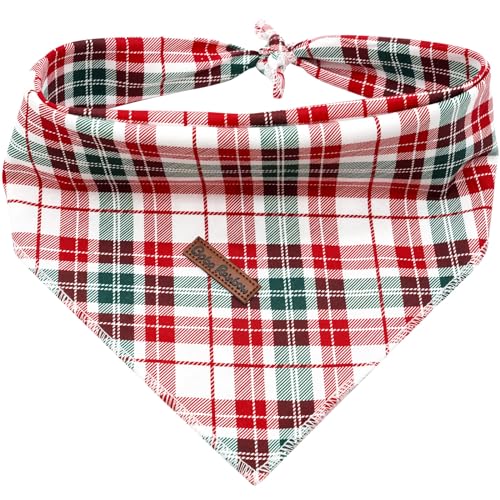 Bobo Rainbow Weihnachten Hund Bandana, 1PC Weihnachten Hund Schal Bandanas Lätzchen Schal Haustier Halstuch Waschbar Baumwolle Quadratische Hundeschals für Kleine Mittlere Große Hunde von Bobo Rainbow