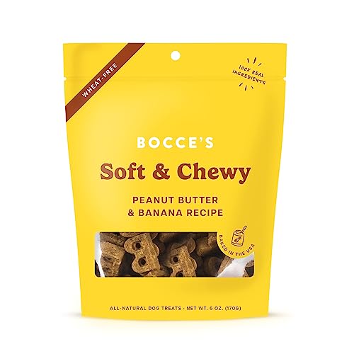 Bocce’s Bakery Oven Baked PB & Banana Recipe Treats for Dogs, Wheat-Free Everyday Dog Treats, Real Ingredients, Baked in The USA, All-Natural Soft & Chewy Cookies, Peanut Butter & Banana, 6 oz von Bocce's Bakery