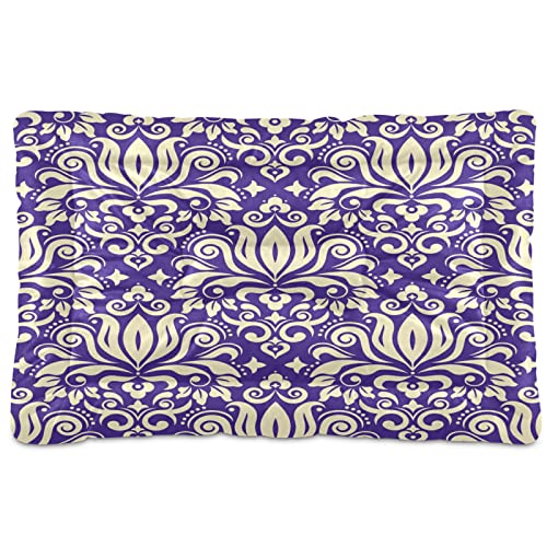 Blue Classic Damast Haustierbett Matte Lila Blumenmotiv Hund Katze Kiste Matte Hundebett 45,7 x 61,9 cm Haustier Kissen Kissen Kissen Pad für Medium Kleine Welpen Schlafen von Boccsty