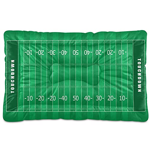 Boccsty American Football Field Haustierbett, Matte, grüne Streifen, für Hunde und Katzen, 45,7 x 61 cm, Haustierkissen, Kissen für mittelgroße und kleine Welpen von Boccsty