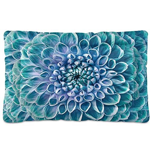 Boccsty Dahlia Haustierbett, türkisfarbene Blume, Hundebett, 45,7 x 61 cm, Haustierkissen, Kissen für mittelgroße und kleine Welpen von Boccsty