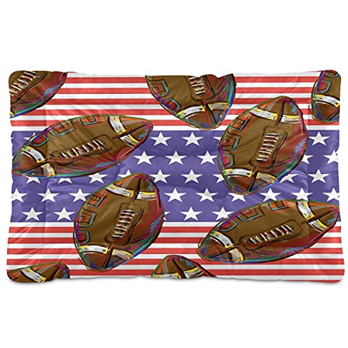 Boccsty Haustierbett, Motiv: American Football-Muster, USA-Flagge, Hundebett, 45,7 x 61 cm, Haustierkissen, Kissen für mittelgroße und kleine Welpen von Boccsty