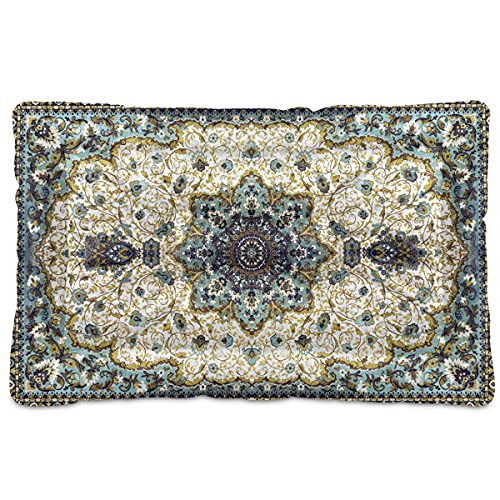 Boccsty Persischer Teppich Mandala Haustierbett Matte Türkis Blumen Hund Katze Kiste Matte Hundebett 61 x 91 cm Haustierkissen Kissen Kissen Pad für mittelgroße kleine Welpen Schlafen von Boccsty