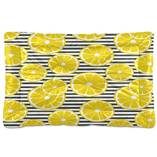 Fresh Lemons Haustierbett-Matte, schwarz-weiß gestreift, für Hunde und Katzen, 45,7 x 61 cm, Haustierkissen, Kissen für mittelgroße und kleine Welpen von Boccsty