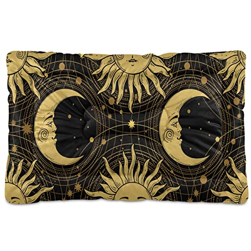 Golden Sun Galaxy Haustierbett Matte Mond Sterne Hund Katze Käfig Matte Hundebett 45,7 x 61,9 cm Haustier Kissen Kissen Pad für mittelgroße kleine Welpen Schlafen von Boccsty