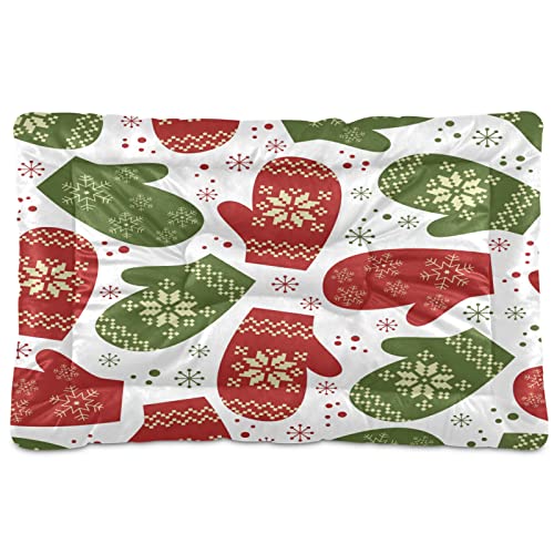 Weihnachts-Winter-Schneeflocken-Haustierbett-Matte, Neujahrs-Handschuh, Hunde-, Katzen-, Kisten-Matte, Hundebett, 61 x 91 cm, Kissen für mittelgroße und kleine Welpen von Boccsty