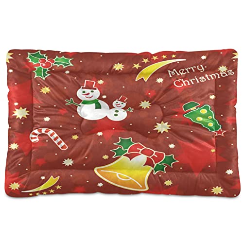 Weihnachtsmuster Haustierbett Matte Schneemann Jinggle Bell Hund Katze Käfig Matte Hundebett 61 x 91 cm Haustier Kissen Kissen Pad für mittelgroße kleine Welpen Schlafen von Boccsty