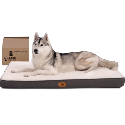 BODEO Orthopädisches Hundebett für extra große Hunde, XL-Hundebett mit abnehmbarem wasserdichtem Bezug und Eierkisten-Schaum, Haustierbett-Matte, maschinenwaschbar, wasserdichtes Futter und von Bodeo