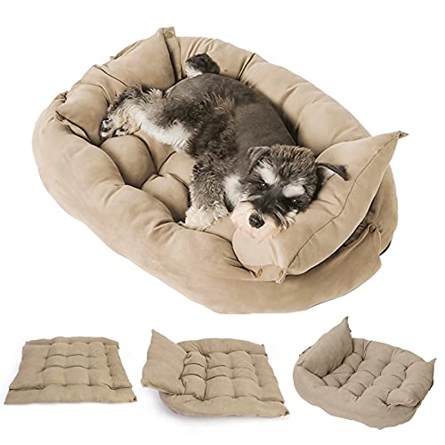 Bodhi2000 3-in-1-Hundebett, Hundebett Mit Variabler Form, Weiches Haustier-Schlafsofa, Multifunktionales Katzenbett Und Hundebett, Maschinenwaschbare Haustiermatte L von Bodhi2000