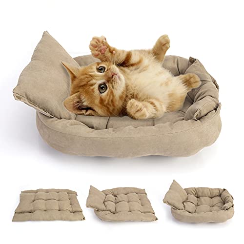 Bodhi2000 3-in-1-Hundebett, Hundebett Mit Variabler Form, Weiches Haustier-Schlafsofa, Multifunktionales Katzenbett Und Hundebett, Maschinenwaschbare Haustiermatte S von Bodhi2000