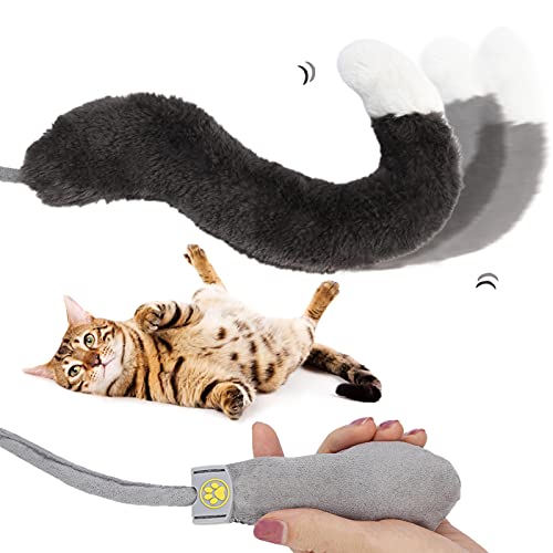 Bodhi2000 Floppy Cats Tail Toy Teaser Wand, Manuelle Air Bag Interaktives Catnip mit Bell, Plüsch Washable Material, Realistische Simulation Lustige Haustiere Chew Bite Supply für Kitty Puppy Kitten von Bodhi2000