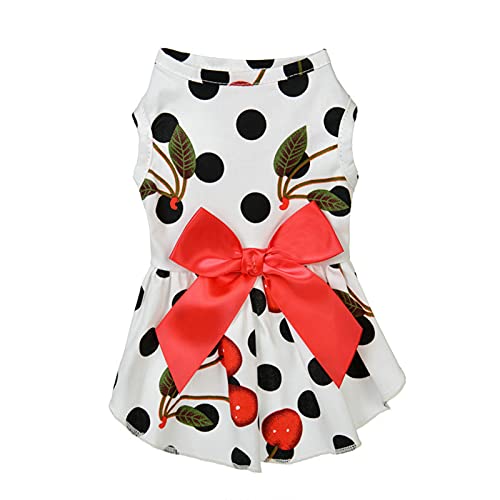 Bodhi2000 Haustier Rock Blumenmuster Atmungsaktiv Haustier Prinzessin Kleid mit Schleife Kleine Hunde Katzen Sommer Kleidung für Hochzeit Geburtstag Party Haustier Kostüme Weiß XL von Bodhi2000