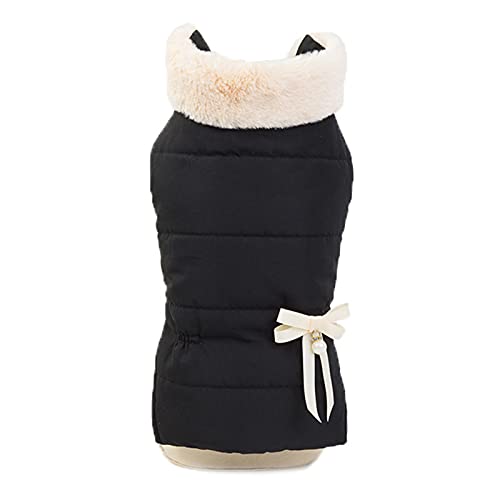 Bodhi2000 Haustierkleidung Welpenmantel Hundekleidung für kleine Hunde Haustier Weste Bowknot Design Dress-up Hautfreundlich Haustier Prinzessin Hundemantel für Winter Schwarz XL von Bodhi2000