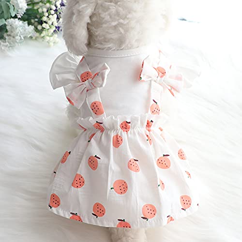 Bodhi2000 Nettes Haustier-Kleid Erdbeer-gedrucktes Hundekleid-Haustier-Frühlings-Sommer-Kleidung Katzenkleid mit Bowknot für kleine bis mittlere Katzen und Hunde Dunkelorange XL von Bodhi2000