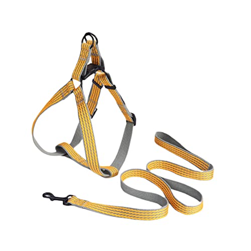 Bodhi2000 Welpengeschirr - Hundeweste Geschirr Welpen Geschirr Verstellbare Schnallen Verhindern Bruch Free Traction Tool Dog Harness Leash Rope Set Pet Supplies Yellow L von Bodhi2000