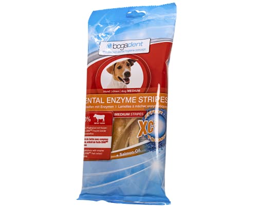 bogar, Bogadent Dental Enzyme Stripes Medium, Zahnpflege für Hunde, Hundezubehör für mittelgroße Hunde, Prävention von Zahnstein, Dental Sticks Hund, Mit Fleisch, Früchten und Mineralien, 100 g von Bogadent