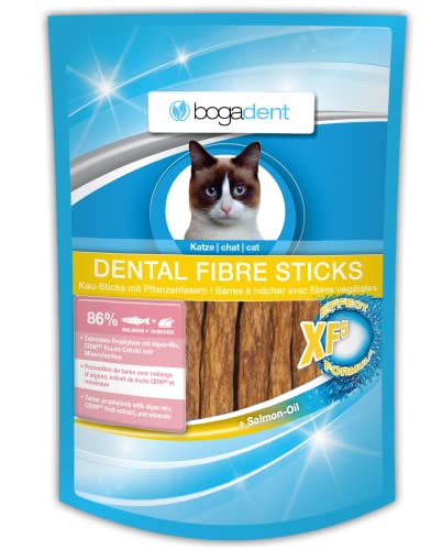 bogar, Bogadent Dental Sticks für Katzen, Katzen-Zahnpflege, Katzensnacks zur Förderung des Kauens und der Verdauung, Chips für Katzen, Mit Fisch, Fleisch, Früchten und Mineralstoffen, 50 g von Bogadent