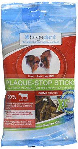 bogar, Bogadent Plaque-Stop Sticks, Zahnpflege für Hunde, Hundezubehör für kleine Hunde, Dental Sticks Hund, Hundesnack mit Algen, Fisch, Fleisch, Früchten und Mineralien, 100 g von Bogadent