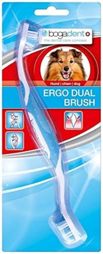 bogar, Bogadent UBO0711 Ergo Dual Brush, Zahnbürste Hund, Hundezahnbürste mit 2 Bürstenköpfen, Hundezubehör zur Zahnpflege, Zahnhygiene für Ihren Hund, Zahnsteinentferner Hund, 1 Packung von Bogadent