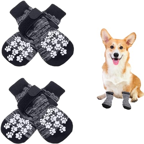 Bogoro Hundesocken Anti Rutsch Socken 2 Paar Indoor Anti-Rutsch Socken Anti-Rutsch Socken Hunde Weicher Verstellbarer Pfotenschutz Verbessern Den Halt Ihres Hundes Für Innen Hartholzböden – M von Bogoro