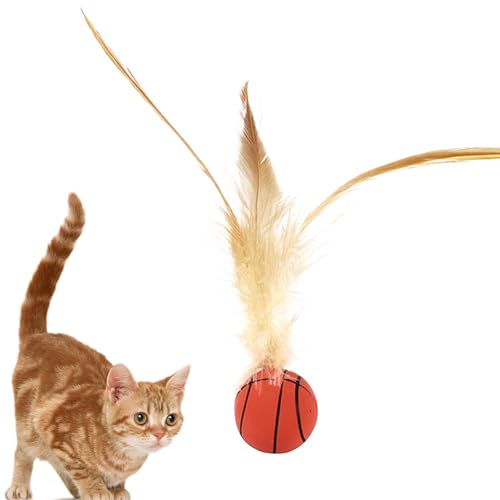 Bohany Federkugel Bounce Cat Toy, Katzenspielzeug für Innenkatzen - Interaktiver Katzenspielzeugball | Kreatives Kätzchenkauspiel für Stimulierungen der Neugier der Hunde Haustierjagd von Bohany