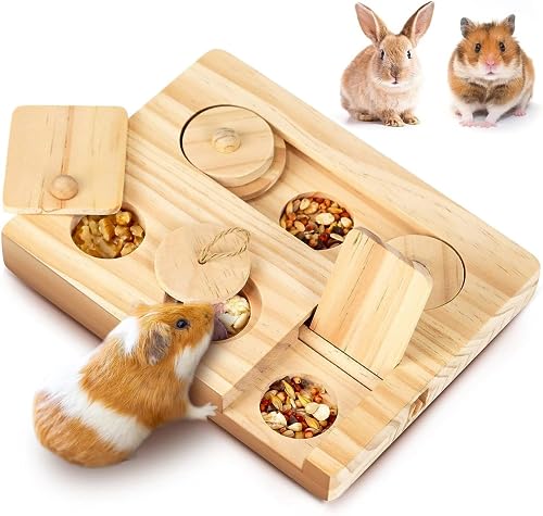 Bohrma Meerschweinchen Spielzeug Hamster Accessory Set Spielzeug FüR Hamster Aus Holz Kleintierspielzeug 6 In 1 Holzspielzeug Zur Futtersuche Geeignet FüR Meerschweinchen Kaninchen Chinchillas Hamster von Bohrma